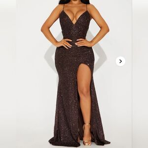 Vanessa Sequin Gown - Chocolate Nwt
